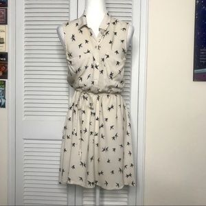 Beige Shirtdress w/ Black Bird Print by Divided